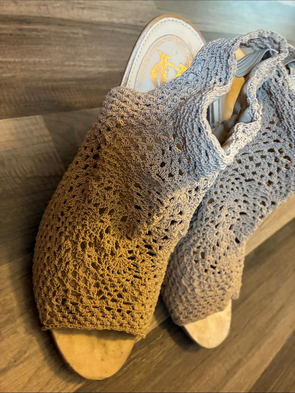 Vince Camuto Beige Crochet Peep-Toe Heels - Picture 9 of 16